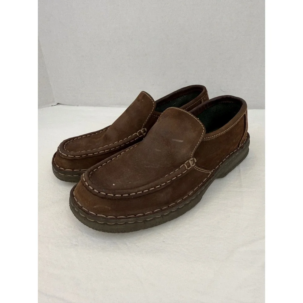 GH Bass & Co Womens Brown Suede Leather Slip On Loafers Moc Toe Shoes Size 8.5 M